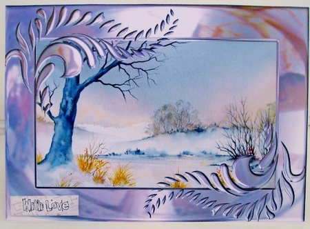 2 A5 Toppers.  Early Snow and Poppies.  All occasion cards by Pam Stubley