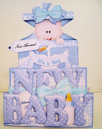New Baby Boy - Large Shaped Card by Pam Stubley