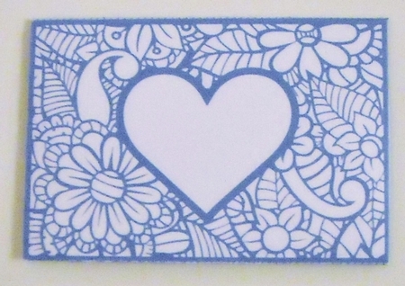 Floral White Insert - Dark Blue Heart - Gift Voucher Pocket/Money Wallet by Pam Stubley