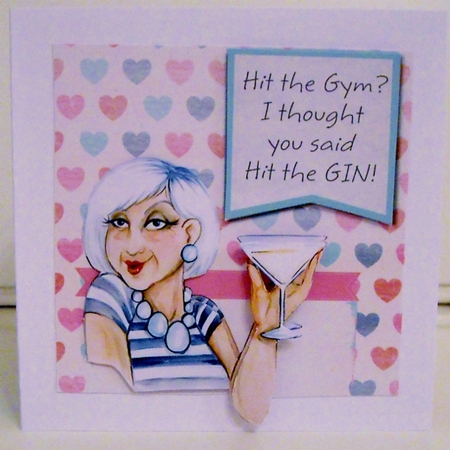 Humorous card Hit the GIN card 6 x 6 topper card by Pam Stubley