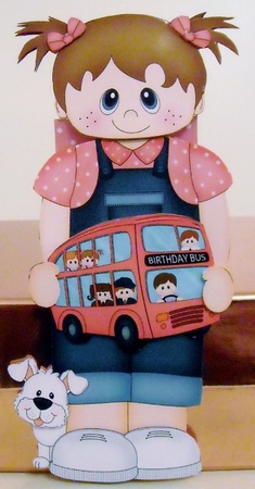 3D On the Shelf Card Kit - Cute Little Toddler Kiana has a Toy Bus by Pam Stubley