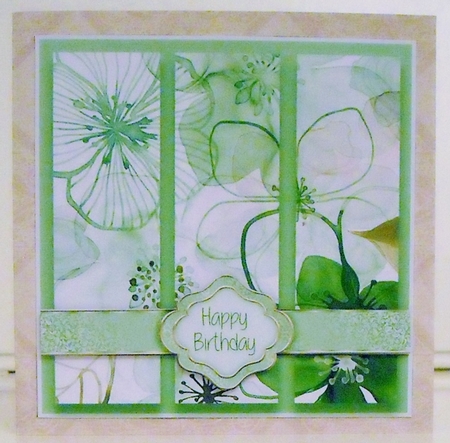 Floral Tri Panel Card Topper - Sage Green by Pam Stubley