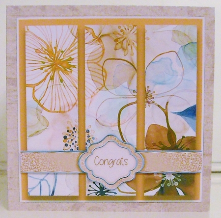 Floral Tri Panel Card Topper - Orange by Pam Stubley