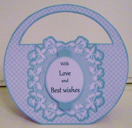 Sky Blue Polka dot bag shaped card Kit 3 by Pam Stubley