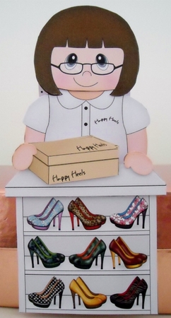 3D On the Shelf Card Kit -  Happy Heels Shoe shop Assistant Margie by Pam Stubley