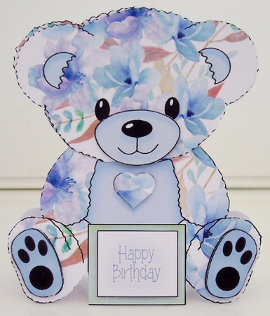 Misty - A Frame Floral Teddy Bear Card by Pam Stubley