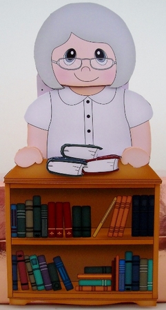 3D On the Shelf Card Kit - Little Book Shop or Librarian Old Lady Avril by Pam Stubley