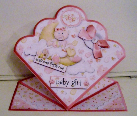 Welcome Little One Baby Girl Diamond top Spring Card by Pam Stubley