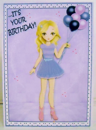 Its your Birthday! Fashion Girl Wheres the Party Card Front & Decoupage by Pam Stubley