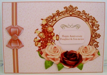 Peach floral anniversary card. by Pam Stubley