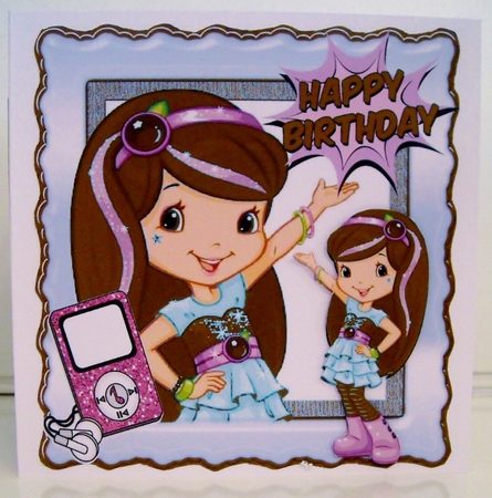 Little Miss glam girl  with brown hair loves dancing to her ipod 8x8 by Pam Stubley