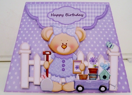  Tent Card Cute teddie   in the garden mini kit by Pam Stubley