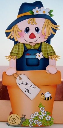 3D On the Shelf Card Kit - Flower Pot Friends Little Scarecrow Ayman by Pam Stubley