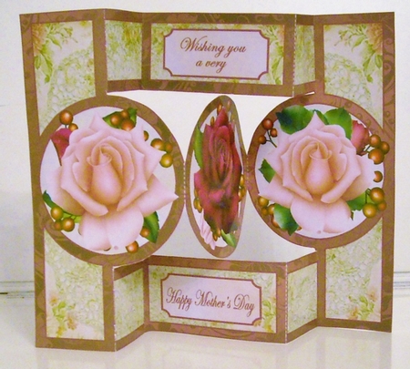 Pink Roses circle shutter card (Mothers Day) by Pam Stubley