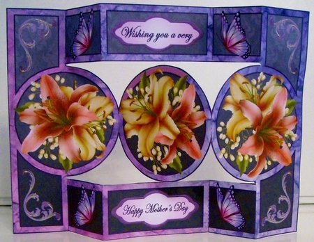 Downton Lilies shutter card (Mothers Day) by Pam Stubley