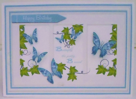 Butterfly Photo Frame Card Topper - Aqua Blue by Pam Stubley