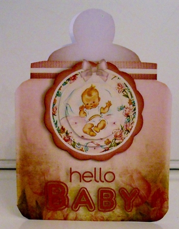 Vintage Baby Bottle Card pink 1238 by Pam Stubley