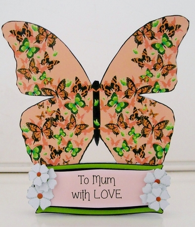 Butterfly Shaped A Frame Card - B25 by Pam Stubley