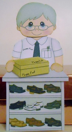 3D On the Shelf Card Kit -  Happy Feet Shoe shop Assistant Rodger by Pam Stubley