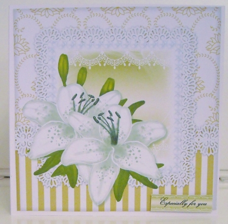 White Lilies card Topper by Pam Stubley