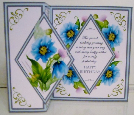 Diamond fold back   Blue Poppies by Pam Stubley