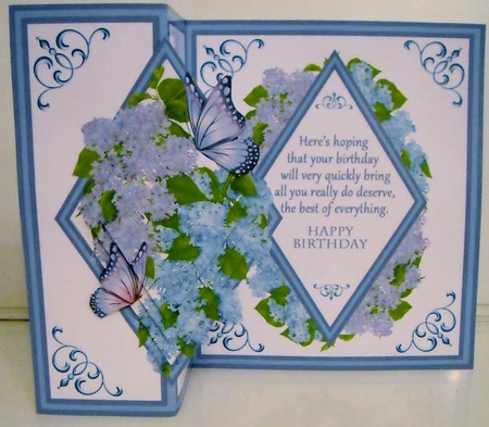 Diamond Fold Back   Lilacs & butterflies  by Pam Stubley