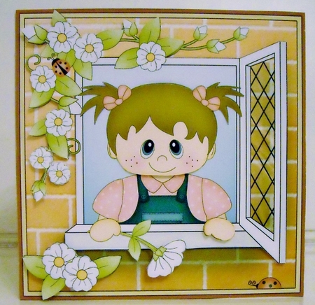 8 x 8 Mini Kit with 3d Decoupage - Through the Window - Cute Little Toddler by Pam Stubley