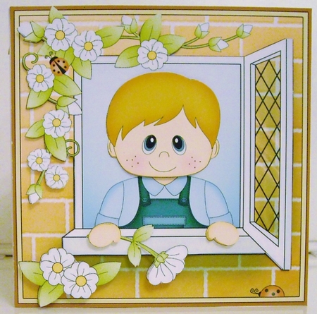 8 x 8 Mini Kit with 3d Decoupage - Through the Window - Cute Little Toddler by Pam Stubley