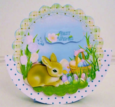 Easter Bunny Scalloped Round Topper & Decoupage by Pam Stubley