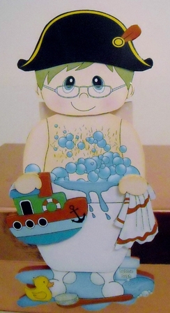 3D On the Shelf Card Kit - Bathtub Buddies - Older Man Admiral Toney plays with his boat in his Bubble Bath by Pam Stubley