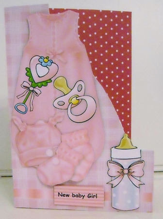 Shaped card new baby Girl by Pam Stubley