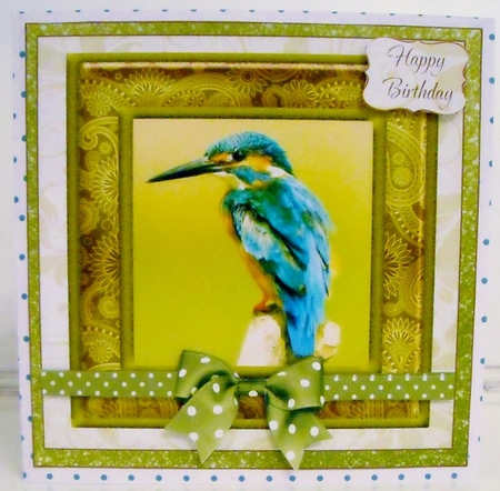 KINGFISHER GLITTER BACKED BIRTHDAY- BEST WISHES by Pam Stubley