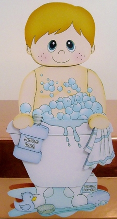 3D On the Shelf Card Kit - Bathtub Buddies - Cute Toddler Boy Brandon has a Bubble Bath by Pam Stubley