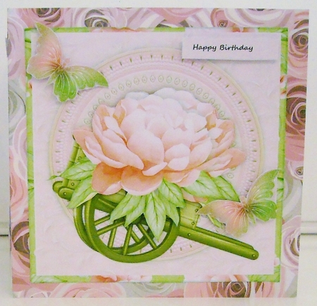 Perfect Peonies & Weelbarrow Quick Card by Pam Stubley