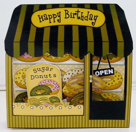 3D Shoppe Window Pop Up Card Kit -  Sugar Donuts Shop by Pam Stubley