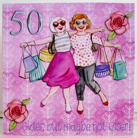 Older maybe not wiser 50th Birthday  8 x 8 Quick card front by Pam Stubley