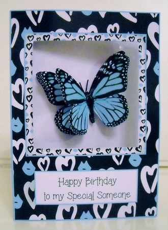 Monarch - Light Blue 3D Butterfly Window Card by Pam Stubley
