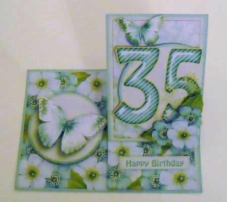Vintage Side Easel Card 70th With Three Different Fronts 1265 by Pam Stubley