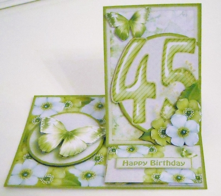 Vintage Side Easel Card 45th With Three Different Fronts 1265 by Pam Stubley