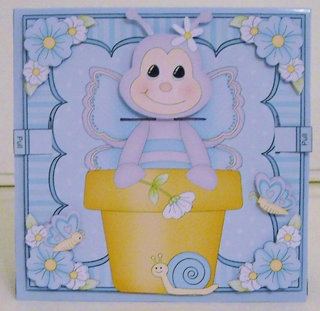 3D Animated Moveable Wobble Head Card Kit - Flower Pot Friends Little Butterfly Dizzy by Pam Stubley