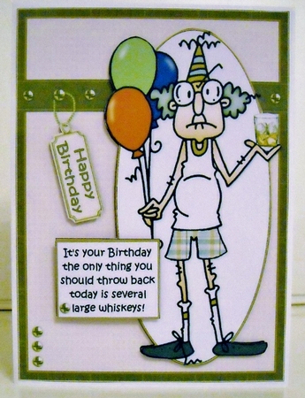 Gus has a drink or two on his birthday quick card by Pam Stubley