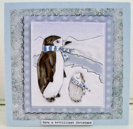 CUTE PENGUIN CHRISTMAS CARD-7 by 7 inch Easy Penguin Decoupage and insert Mini Kit, with Commercial Use. Featured Gallery Photo