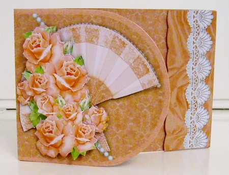 Pink Rose Wrap D Card with Fan by Pam Stubley