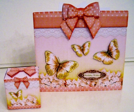 Gift Box and Gift Box Card Kit Pink 1278 by Pam Stubley
