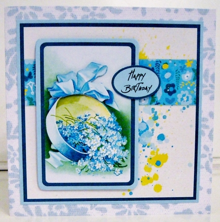 Vintage Floral Paint Splatter Card Front by Pam Stubley