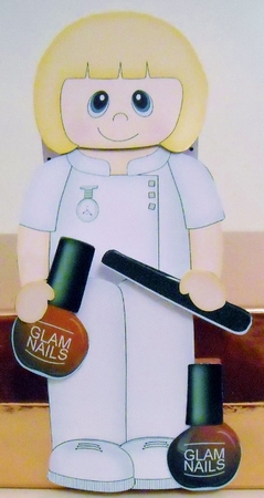 3D On the Shelf Card Kit - Little Glam Nails Nail Technician Caroline by Pam Stubley