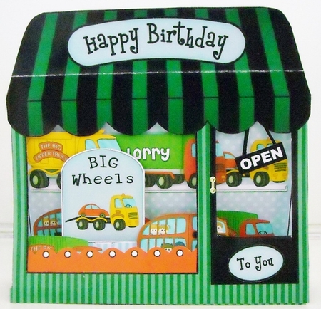 3D Shoppe Window Pop Up Card Kit -  Big Wheels Model Trucks & Trailers Shop by Pam Stubley