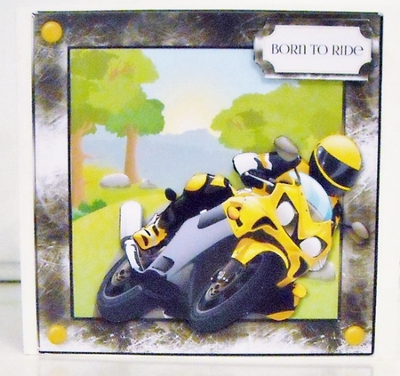 Born to Ride Yellow Motorbike by Pam Stubley
