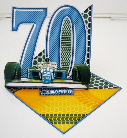 Vintage Easel 70th formula one Birthday Card Kit 1179 by Pam Stubley