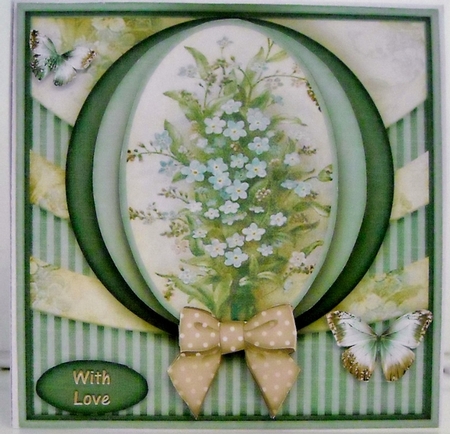 Vintage Flowers With A Bow Teal 1284 by Pam Stubley